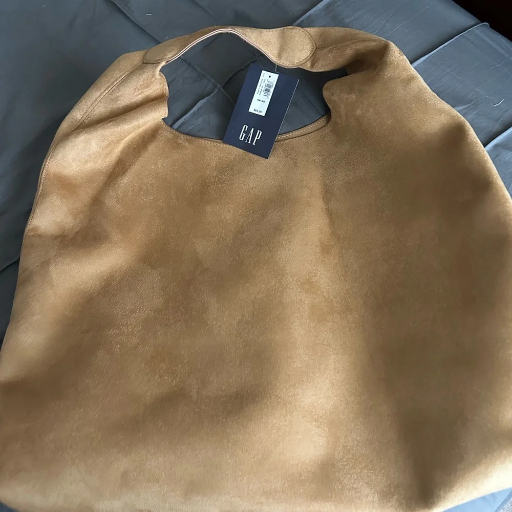 GAP NWT Vegan Suede Slouchy Tote Bag - Honey Brown